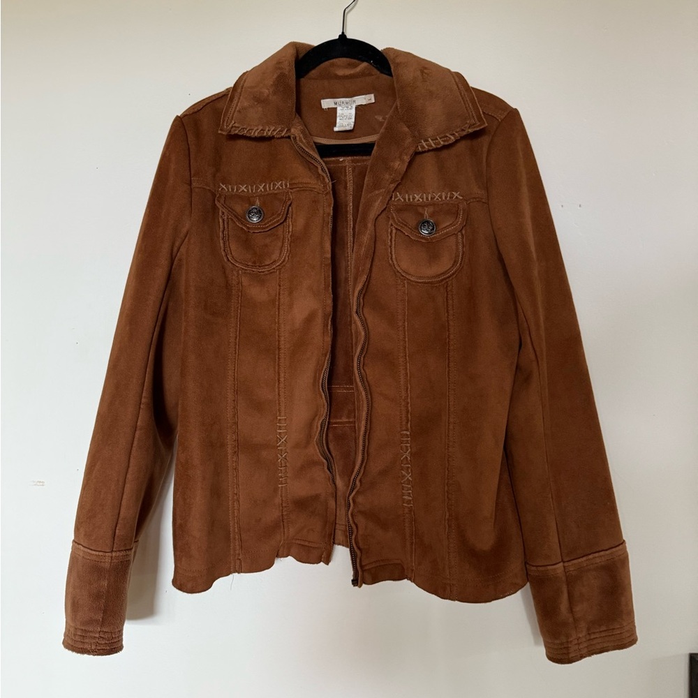 Women's Brown Suede Utility Jacket